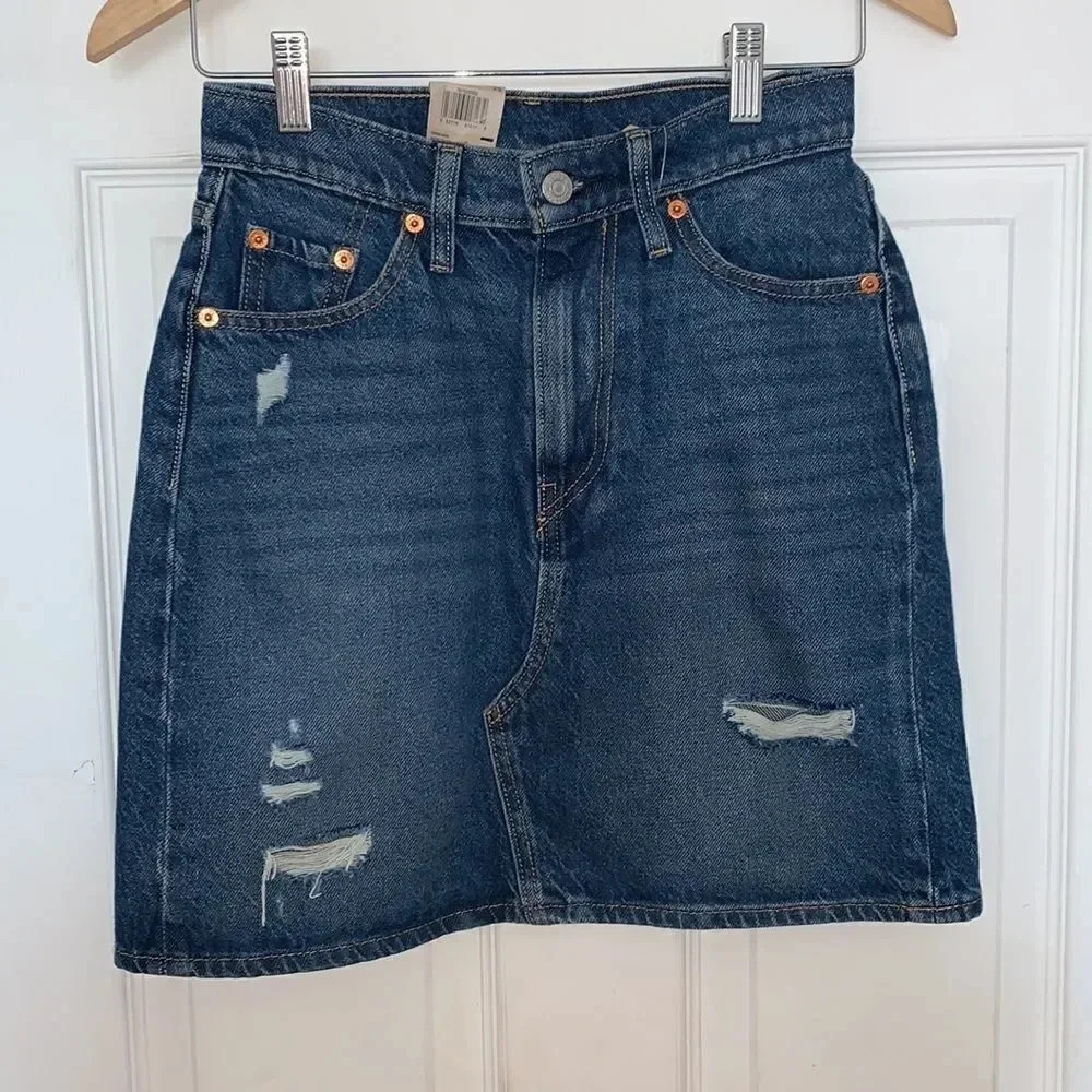 Levi’s High Rise Deconstructed Denim Skirt Blue Size XS